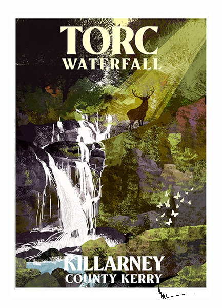 Torc Waterfall, Killarney - Irish Travel Posters