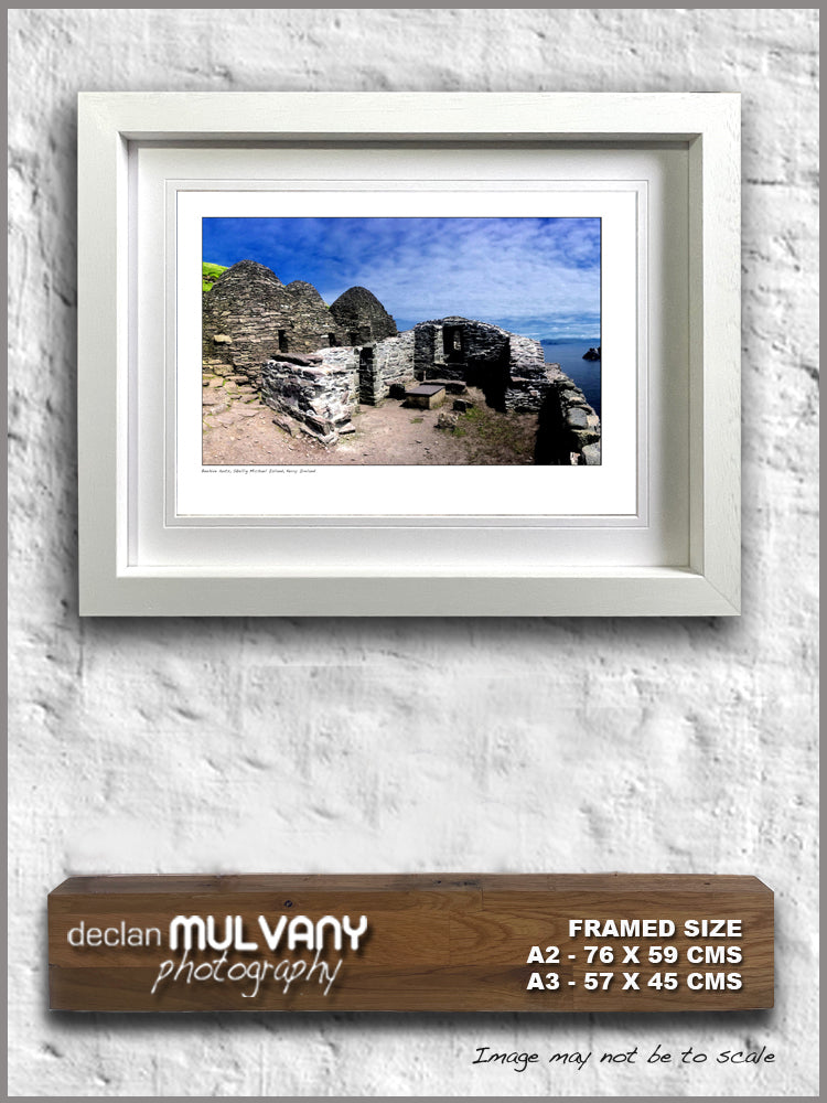 framed picture of Skellig Michael Beehiv Huts
