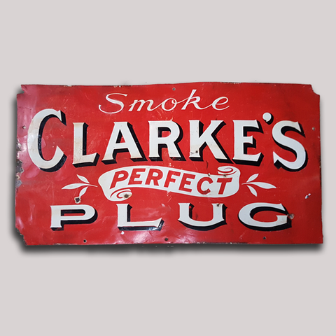Antique 'Clarke's Plug' Enamel Sign : Circa 1920-1950